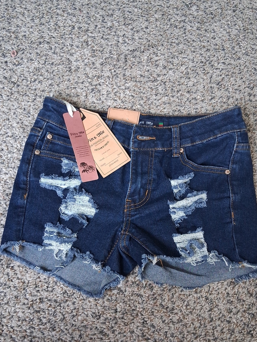 Women's Distressed Dark Indigo Denim Jean Shorts